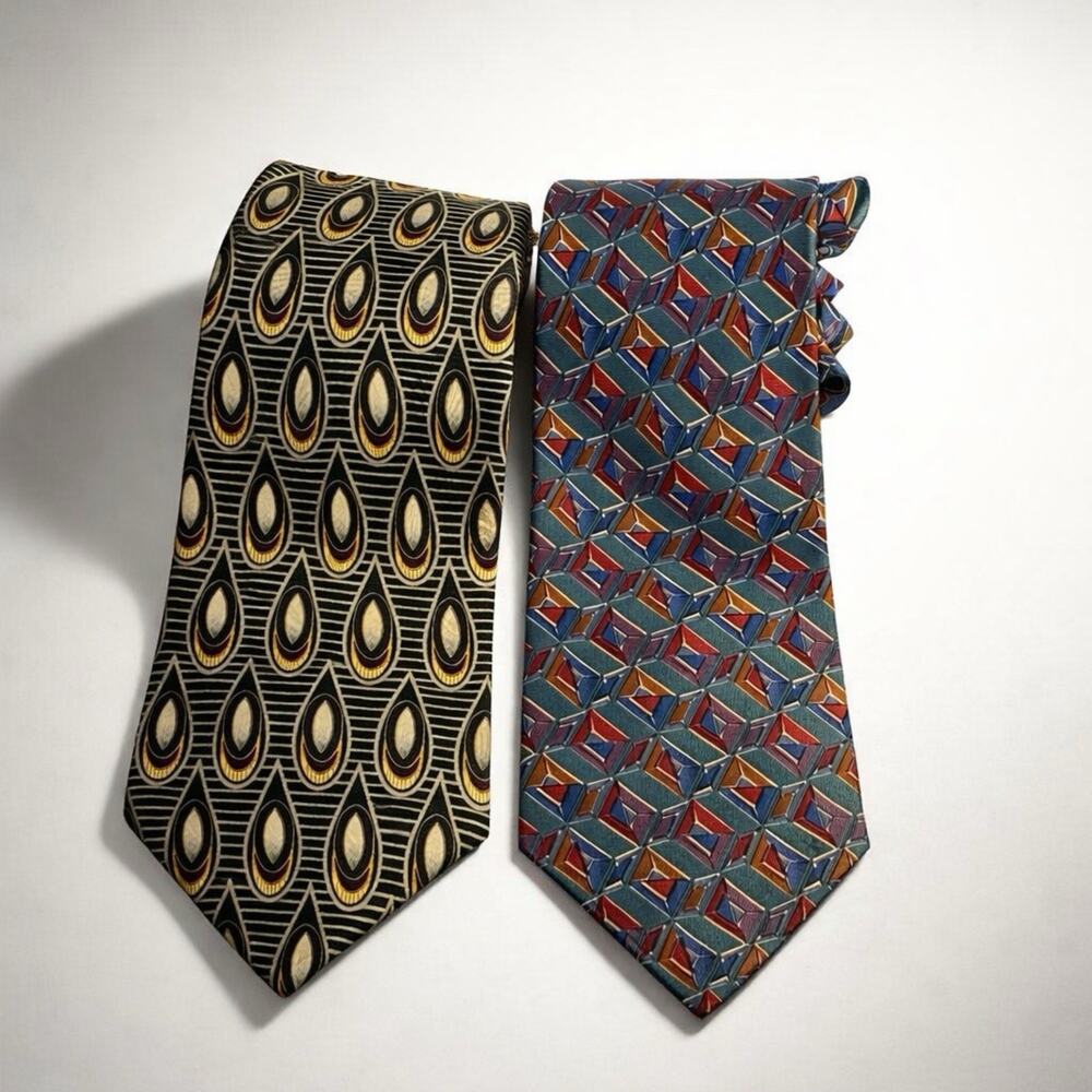 Alexander Julian Colours Silk Geometric Men Tie Multicolor Luxurious Formal Lot2